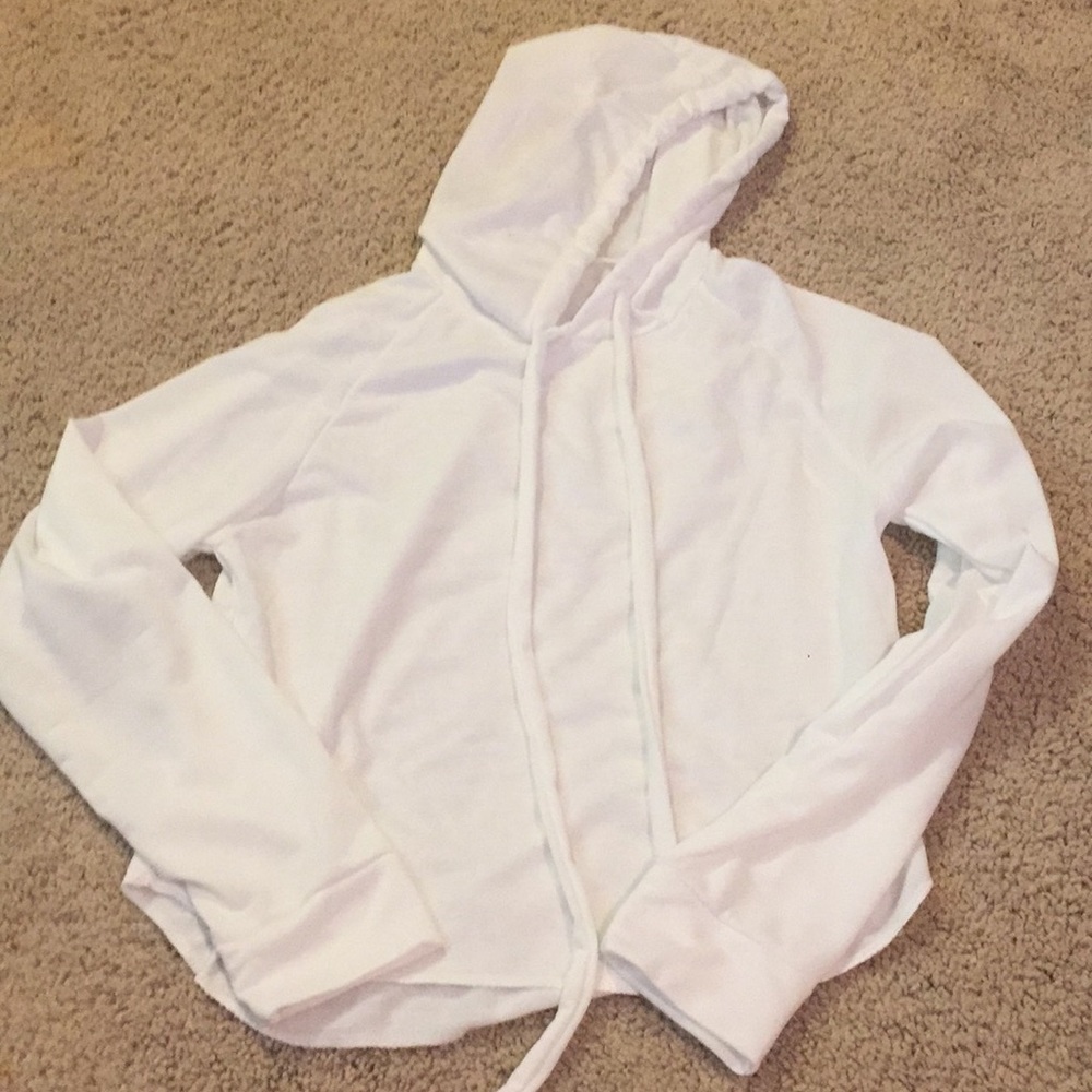 white cropped hoodie